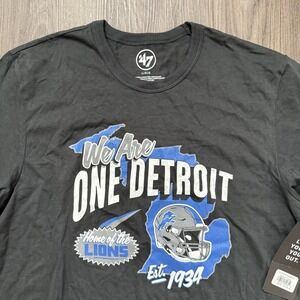 47 brand Detroit Lions T Shirt Large "we Are One Detroit"‎ Black NWT